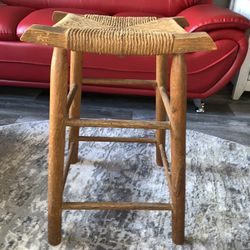 Vintage Wood/woven Stool