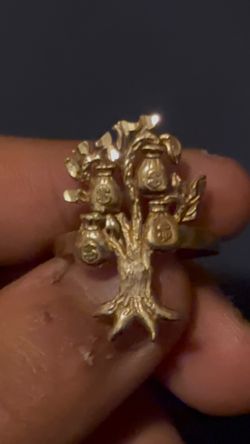 10k gold diamond cut money tree ring (TRADES/CASH/CASHAPP)