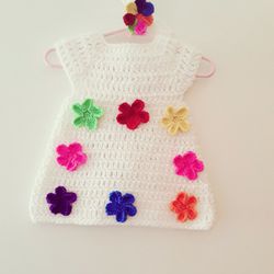 Handmade 0-3 Months Baby Girl "Super Flower Power" Dress Set