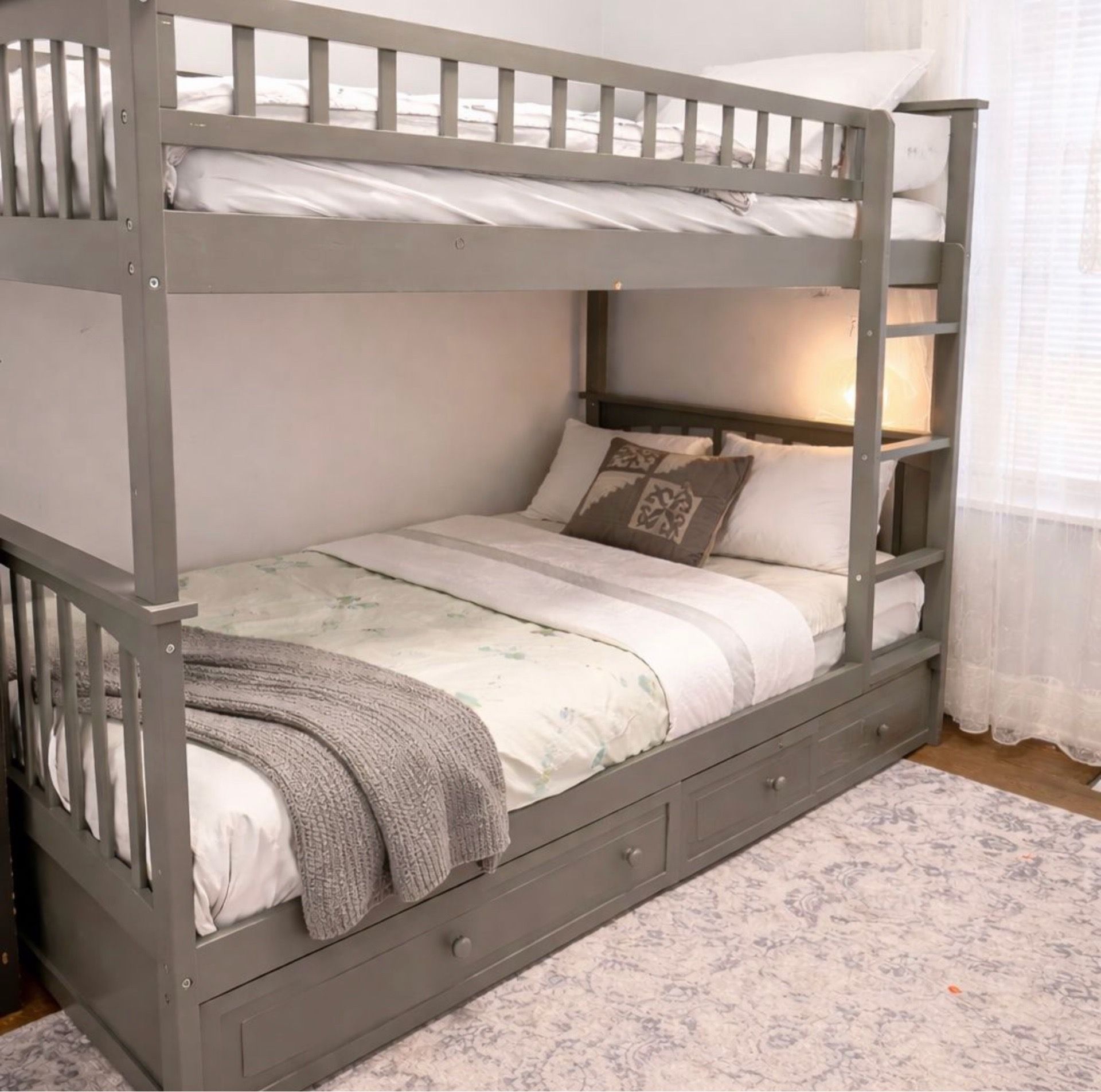 Twin over Twin Bunk Beds Available in Many Colors - Storage Drawers - Safety Rail and Ladder - SAME DAY DELIVERY 🚚