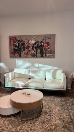 Authentic White Leather Couch