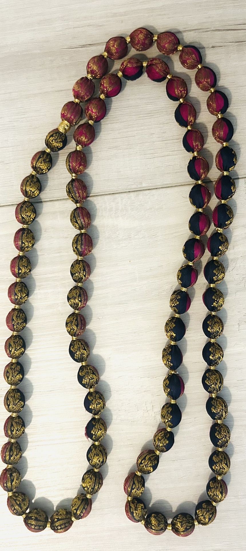 Hand Embroidered Silk Prayer Beads