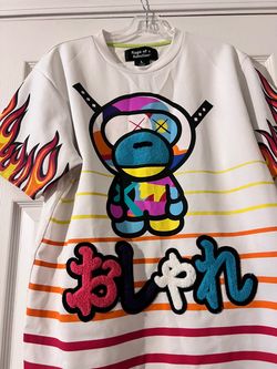 Rage of Rebellion Space Monkey T-shirt colorful graphic chenille embroidery sz L