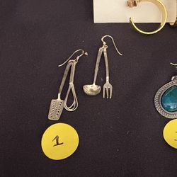 Sterling Kitchen Utensil Earrings