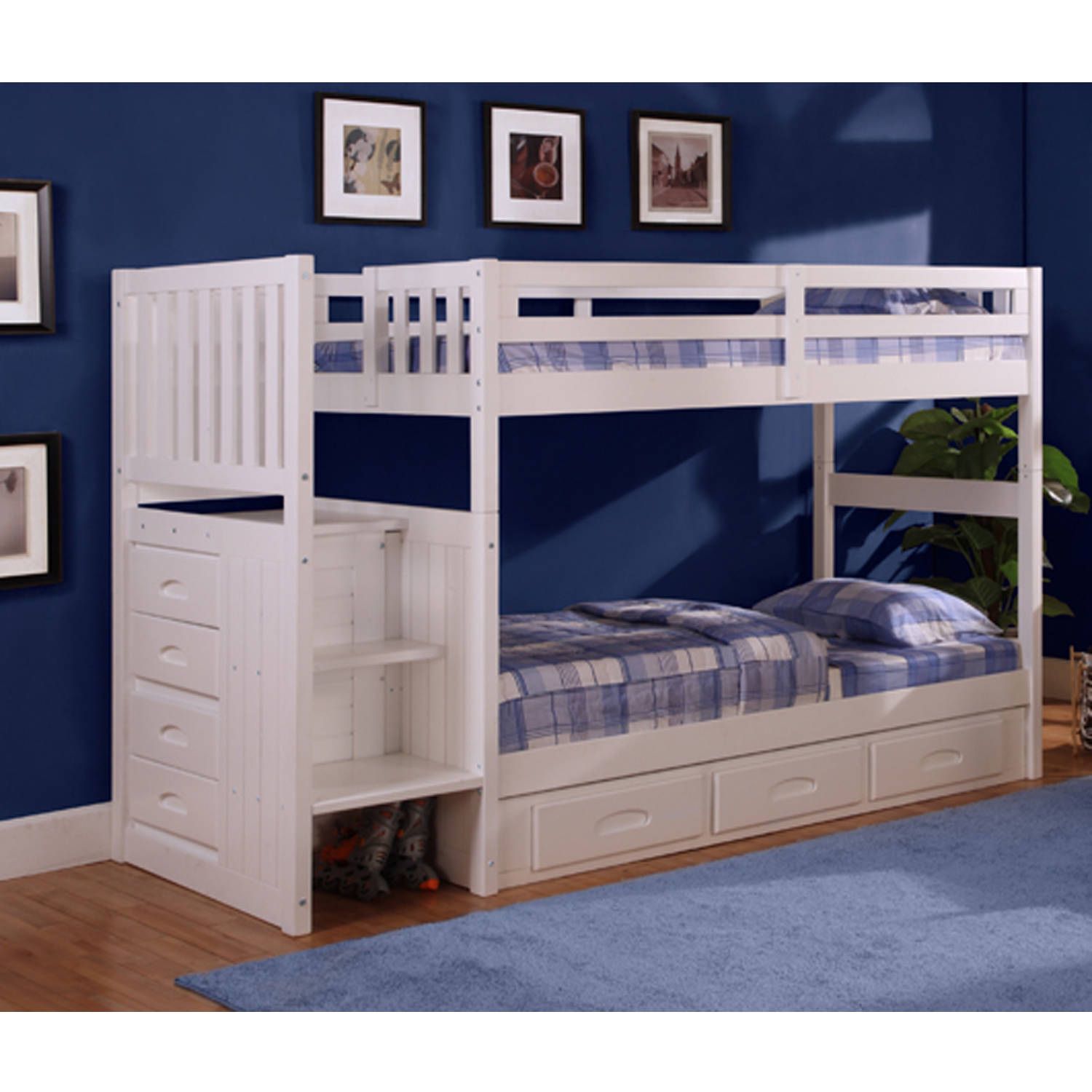 Twin over twin white bunk bed