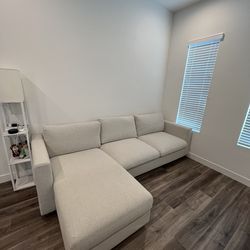 Light Beige Couch with Storage and Pullout Bed