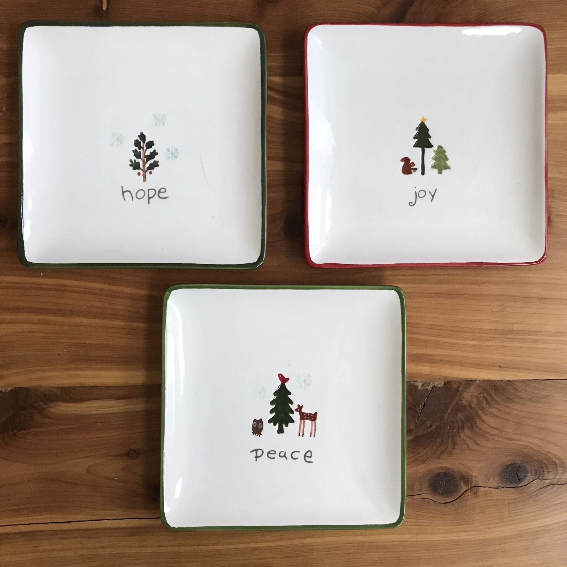Tag Holiday Ornaments Christmas Appetizer Plates~Set of 3