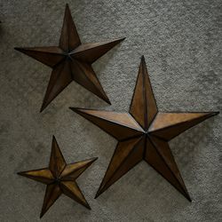 Set Of 3 Metal Wall Stars