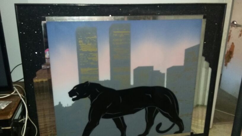 Large Panther Mirror Glass Picture