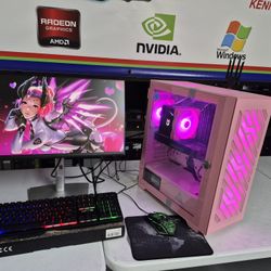 PINK Gaming Computer Setup Wi-Fi +Windows 11+80 Games