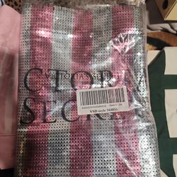 Pink Stripe Victoria's Secret Sequined Tote💥