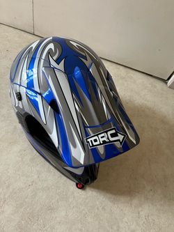 TORC Motocross Helmet Blue Silver Graphic with Moto spark goggles