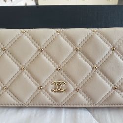 Cc Beige Wallet In Box...never Used 