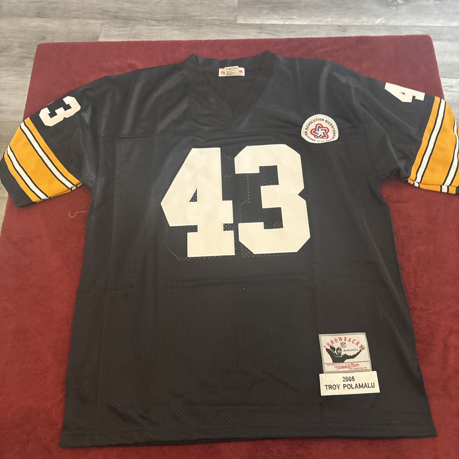 Mitchell & Ness NFL Pittsburgh Steelers Troy Polamalu #43 Size Large Black Jersey