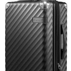 LUGGEX Luggage with Spinner Wheels - Polycarbonate Expandable Hard Shell Suitcase, Carry-On 20-Inch, Black

