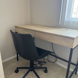 Threshold Oak Desk & Black Chair