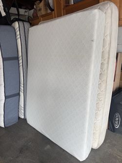 3 pc:  full-size memory foam gel mattress $95, boxspring $35, metal frame $35