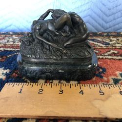 Bronze Woman Signed Illegibly By Artist  