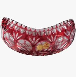 Vintage 1960s Nachtmann Bamburg Pink Cut to Clear Oval Bowl