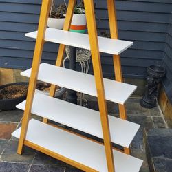 318

Nathan James  Carlie 5-Shelf Ladder Bookcase, Display or Decorative Storage Rack with Rove Wooden Ladder Shelves. White/Brown

