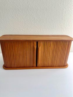 Vintage HTF Mid Century Eppco Enterprises Teak Tambour Door Wall Mount Cabinet