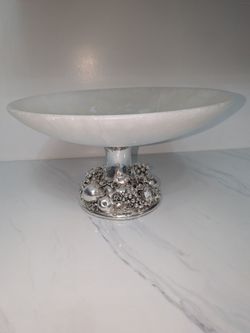 Rare Vintage Marcello Giorgio Alabaster & Sterling Silver Laminato Centerpiece