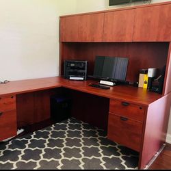 L Shaped Desk W/Hutch Overall Office Desk