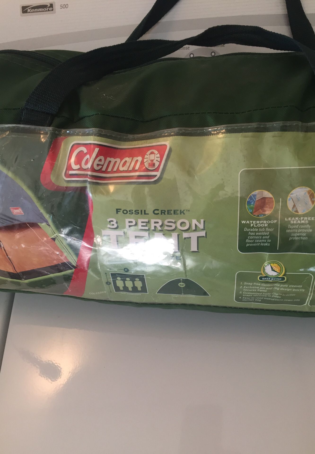 Coleman 3 person tent 8 by 7 ...used one time...everything is there...$65.00 or obo