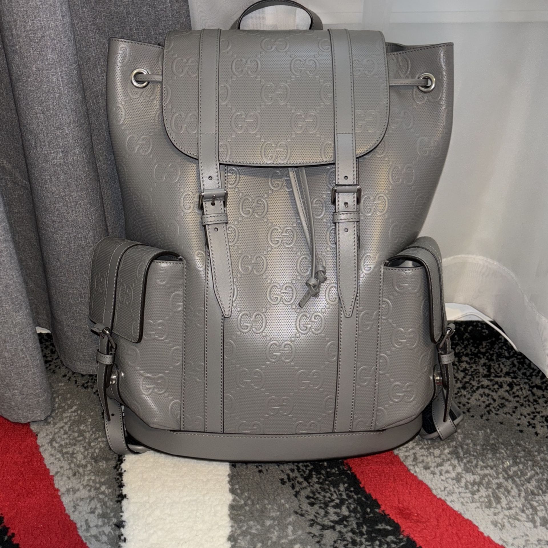 Gucci Gray Embossed Backpack