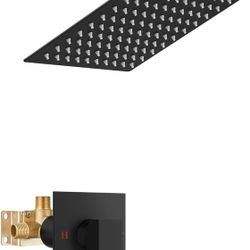 Shower Faucet Set Bathroom Rain Shower System SUS304 Stainless Steel Single Handle With Male Threads Rough-in Valve Shower Trim Kit 8 Inch Wall Mount 