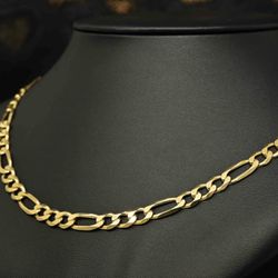 7mm 14k Gold Finish Figaro Chain