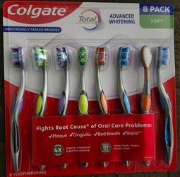 Colgate Total 8 pack toothbrushes soft