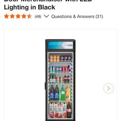 Koolmore 22 in. Glass Door Merchandiser Refrigerator in Black - 9 Cu Ft