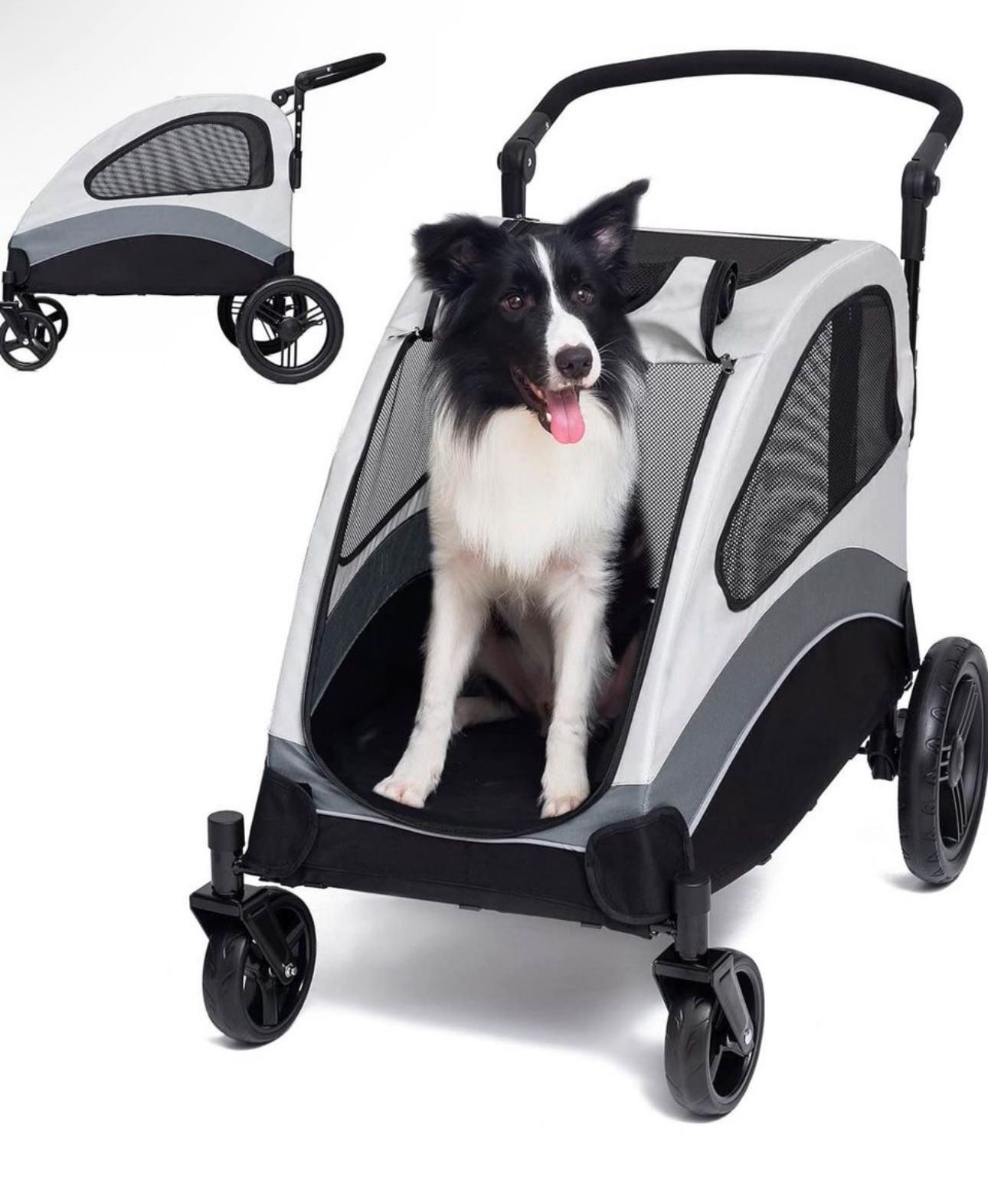 Dog Stroller for Medium Large Dogs - Foldable Pet Stroller - Large Dog Stroller up to 100 lbs - Dog