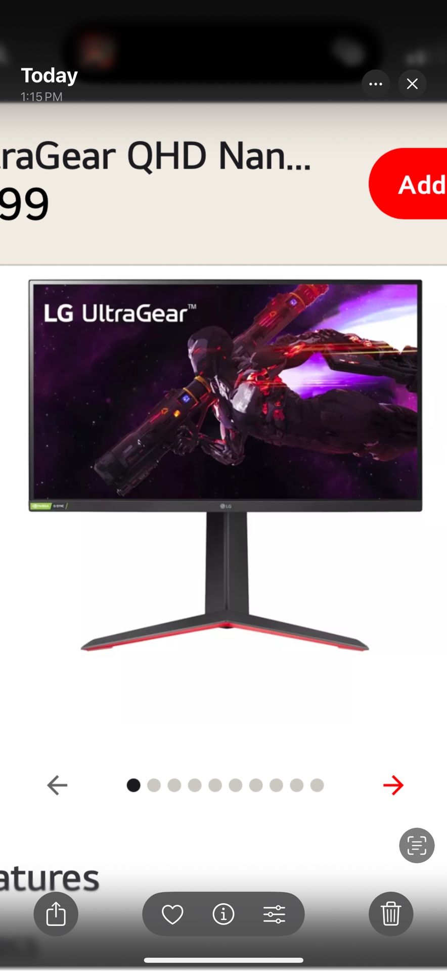 Gaming Monitor 27" UltraGear QHD Nano IPS 1ms 165Hz HDR Monitor with G-SYNC Compatibility