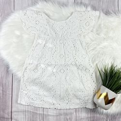 Zara Size Girls 7 White Embroidered Eyelet Dress