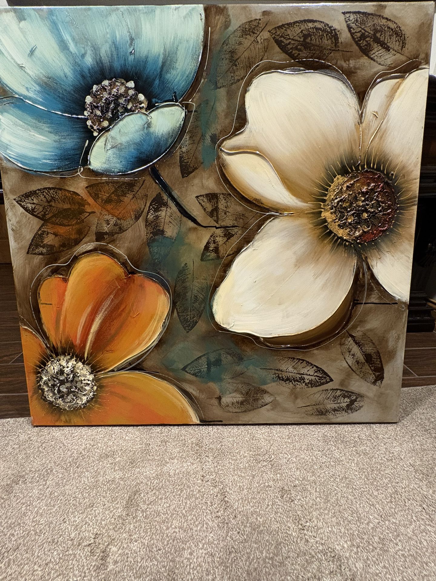 Vintage Oil Flower Painting 
