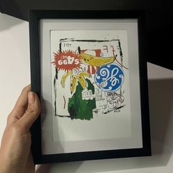 Framed Original Mixed-Media Pop Art print – Basquiat inspired