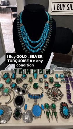 Gold , silver , Turquoise $$