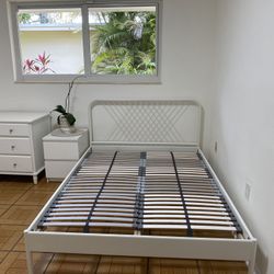 IKEA  Bed Frame With Side Table And Chest Of Drawers