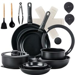 23 Pcs Nonstick Pots And Pans Set Cast Aluminum Cookware Set With Detachable Handles