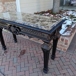 Traditional Table w Granite Top 54" x 22" x 35" tall