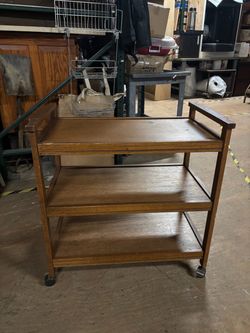 Wooden Bar Cart with Wheels