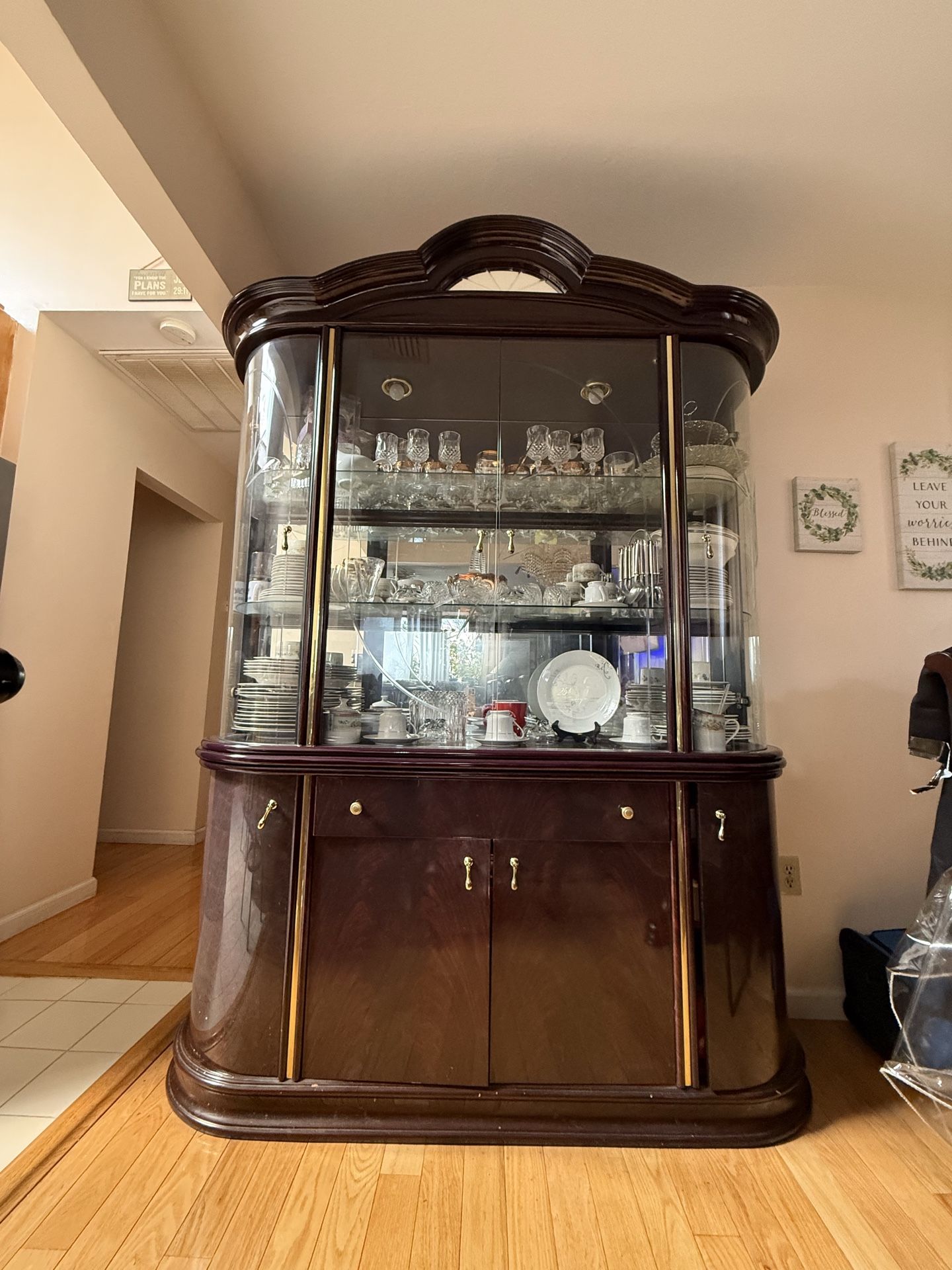 Tall Curio Display Cabinet with Glass Shelves