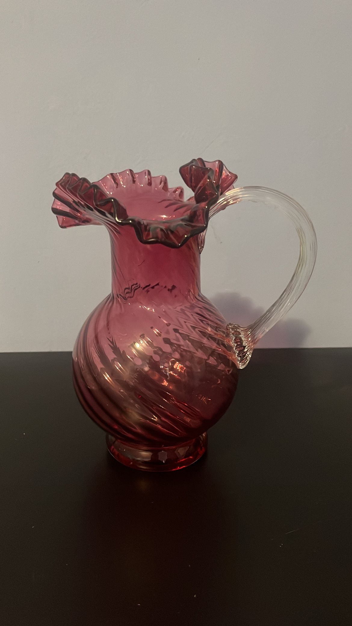 Cranberry Colored Glass Pitcher
