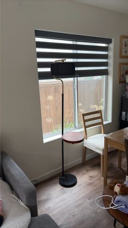 Floor Lamp with Side Table and Wireless Charger