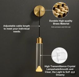 Brand new - Minimalist LED Wall Light Armed Crystal Wall Sconce With Cylinder - set of 2