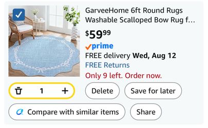 GarveeHome 6ft Round Scalloped Bow Rug