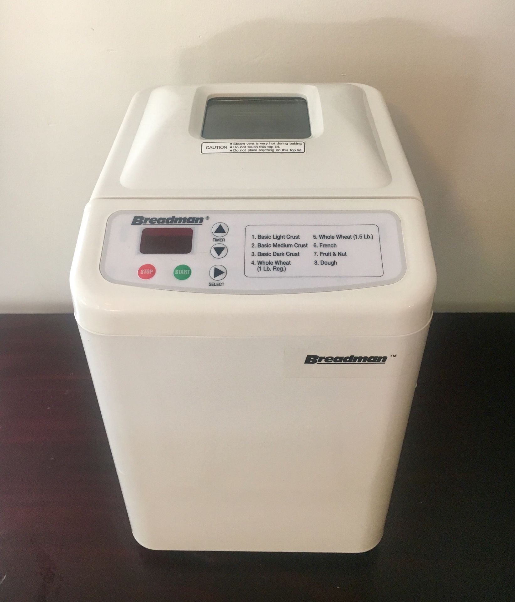 Breadman Automatic Bread Maker Bread Machine Model TR440 White with Manual