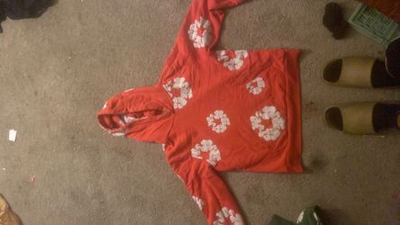 Red denim tear hoodie